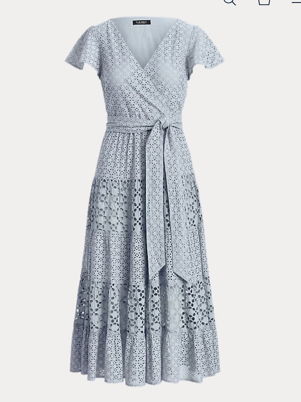 LIKE NEW Ralph Lauren Eyelet Cotton Midi Dress - Picture 2 of 4
